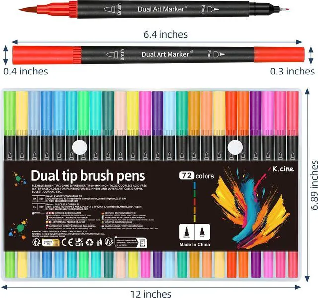 Alt view image 6 of 6 - 72 Markers For Adult Coloring Books, Dual Brush Marker Pens, Fine Tip Color Markers For Drawing Art Supplies Kit And School Supplies