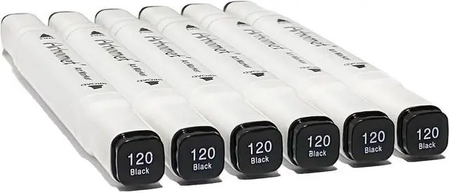 Main image of Arhomet 6pcs Black Alcohol Markers Set, Dual Tips Art Markers Drawing Sketched Double Tipped for Beginner Adults Artists (Black)