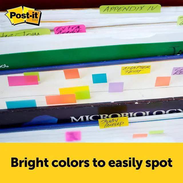 Alt view image 5 of 7 - Post-it Page Markers, Assorted Colors, 1/2 in x 2 in, 50 Sheets/Pad, 5 Pads/Pack (670-5AF)