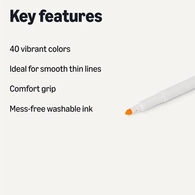 Alt view image 2 of 5 - Amazon Basics Super Tip Washable Markers, 40 Vibrant Colors, Multicolored
