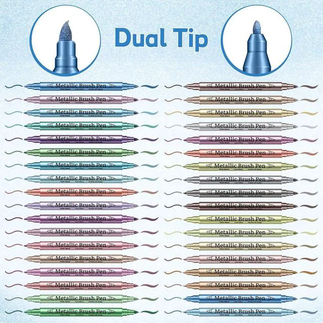 Alt view image 3 of 7 - Prudiut 36 Metallic Acrylic Paint Markers, Dual Tip, for Rock Crafts