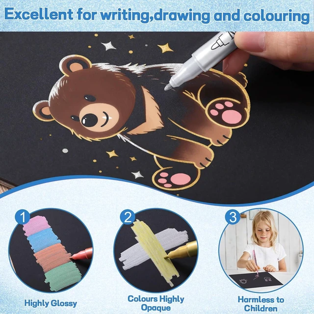 Alt view image 5 of 7 - Prudiut 36 Metallic Acrylic Paint Markers, Dual Tip, for Rock Crafts
