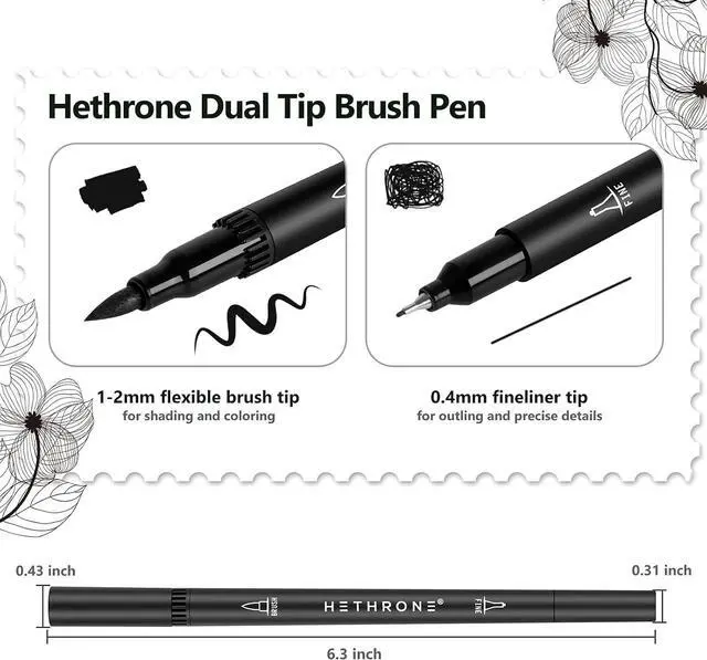 Alt view image 2 of 6 - Hethrone Black Coloring Markers (Pack of 12)