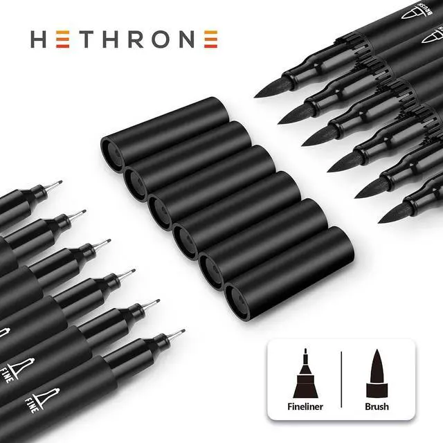 Alt view image 3 of 6 - Hethrone Black Coloring Markers (Pack of 12)