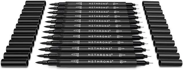 Alt view image 4 of 6 - Hethrone Black Coloring Markers (Pack of 12)