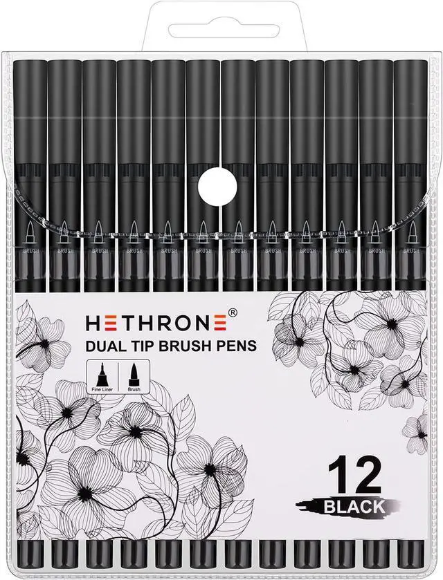 Alt view image 6 of 6 - Hethrone Black Coloring Markers (Pack of 12)