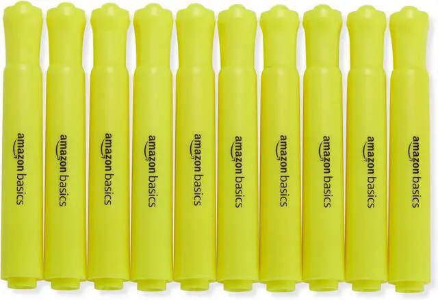 Main image of Amazon Basics Tank Style Highlighters, Chisel Tip, Bible Highlighter, Office and School Supplies, 12 Pack, Yellow
