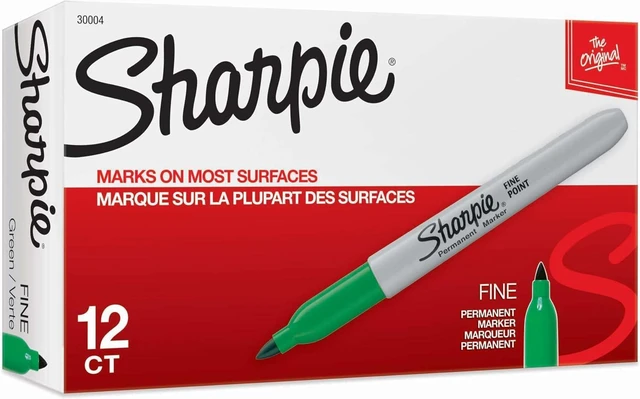 Main image of Sharpie Permanent Markers, Fine Point, Green, 12 Count