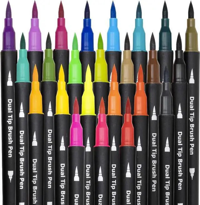 Alt view image 4 of 7 - Piochoo Dual Brush Marker Pens for Adult Coloring Books,24pcs Markers