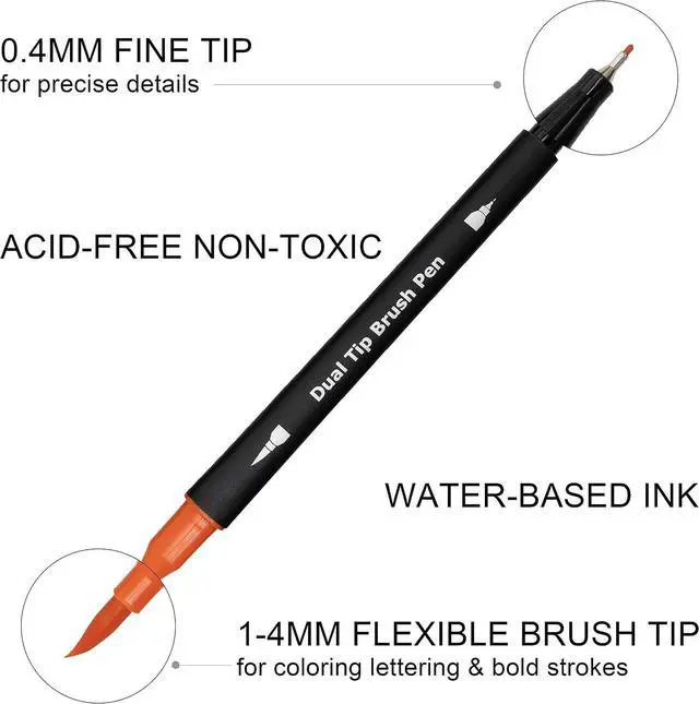 Alt view image 3 of 7 - Piochoo Dual Brush Marker Pens for Adult Coloring Books,24pcs Markers