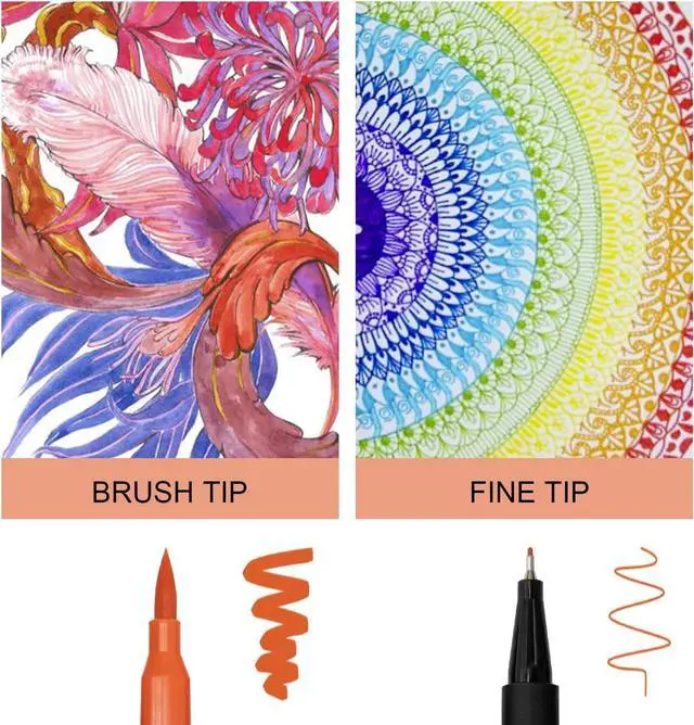 Alt view image 6 of 7 - Piochoo Dual Brush Marker Pens for Adult Coloring Books,24pcs Markers