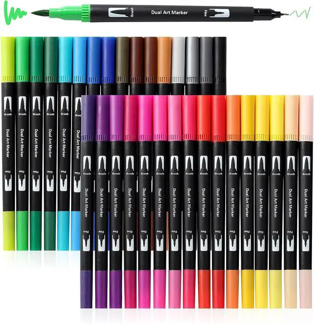 Main image of Peablce Art Markers Brush Pen Markers for Adult Coloring 32 Colored Pens