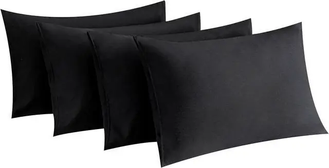 Main image of MINIPANDA Black Pillow Cases Set of 4 Queen Size, Envelope Design