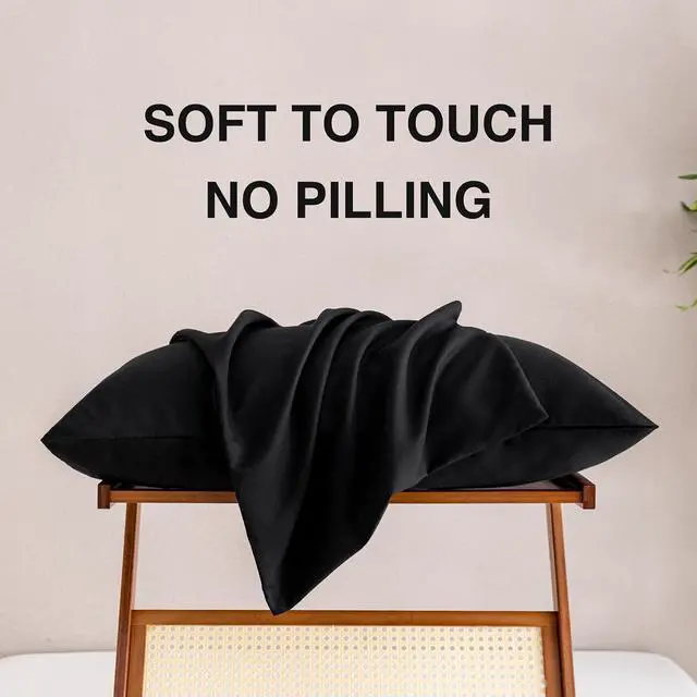 Alt view image 5 of 6 - MINIPANDA Black Pillow Cases Set of 4 Queen Size, Envelope Design