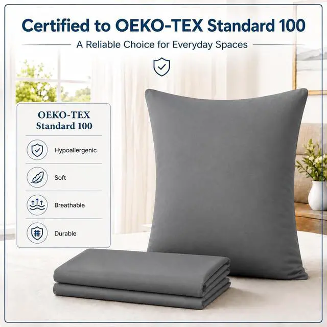 Alt view image 2 of 7 - ZPECC Dark Gray Pillow Cases King Size Set of 4, 20x36 Envelope Closure Pillowcases, Soft Plain Brushed Microfiber Covers Hypoallergenic Breathable