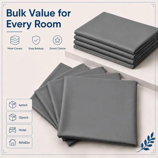 Alt view image 4 of 7 - ZPECC Dark Gray Pillow Cases King Size Set of 4, 20x36 Envelope Closure Pillowcases, Soft Plain Brushed Microfiber Covers Hypoallergenic Breathable
