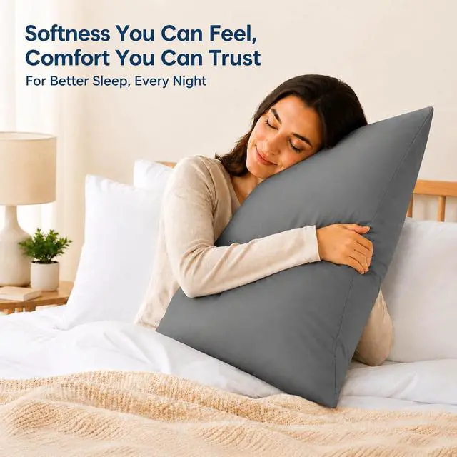 Alt view image 5 of 7 - ZPECC Dark Gray Pillow Cases King Size Set of 4, 20x36 Envelope Closure Pillowcases, Soft Plain Brushed Microfiber Covers Hypoallergenic Breathable
