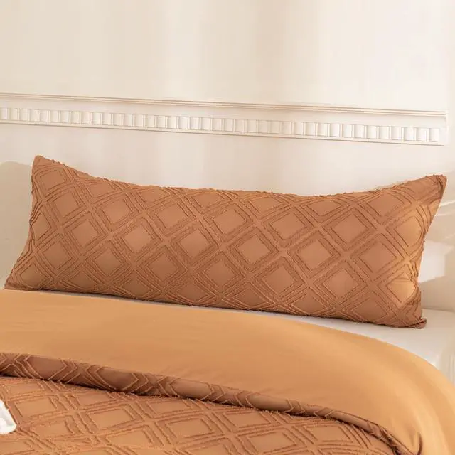 Main image of JELLYMONI Rust Grid Tufted Pillowcases Body Size 20" x54"