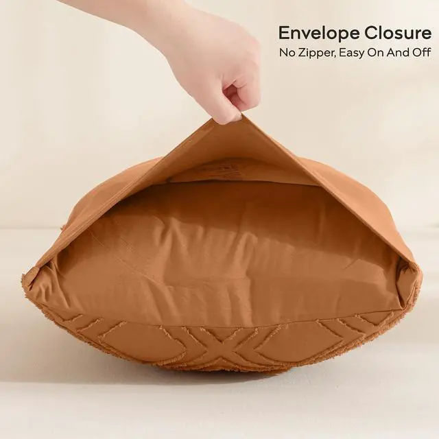 Alt view image 6 of 6 - JELLYMONI Rust Grid Tufted Pillowcases Body Size 20" x54"