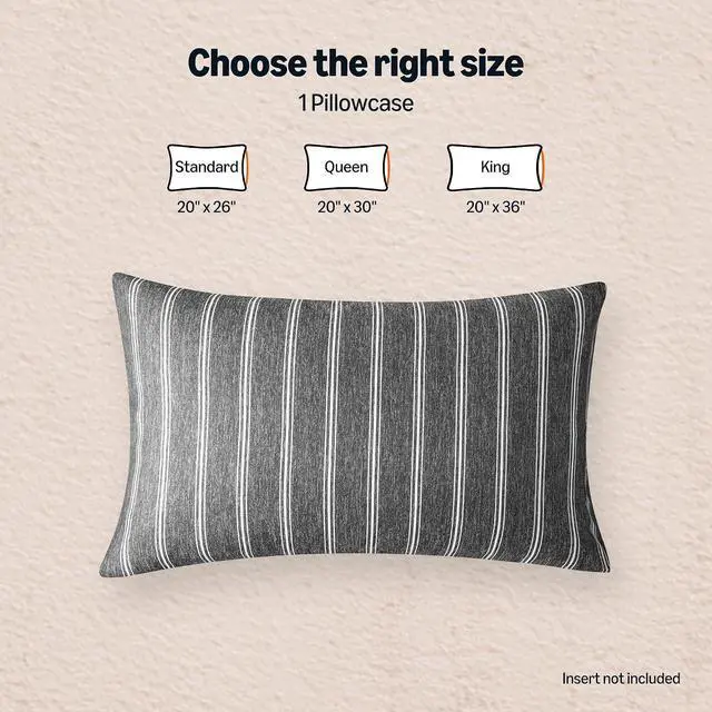 Alt view image 5 of 6 - Amazon Basics Stripe Cooling Pillow Cases for Hot Sleepers, Soft Cooling Pillow Cover with Envelope Closure, 20" x 26", Standard, Dark Gray, Pack of 1