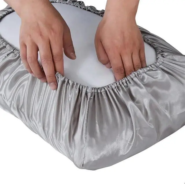 Alt view image 3 of 7 - 2 Packs Silk Satin Pillowcases for Hair and Skin. Decorative Luxurious Travel Elastic Band Satin Pillowcase. No Zipper, Folded Soft Blank Pillow Covers. Perfect for Travel and DIY Sublimation - Grey