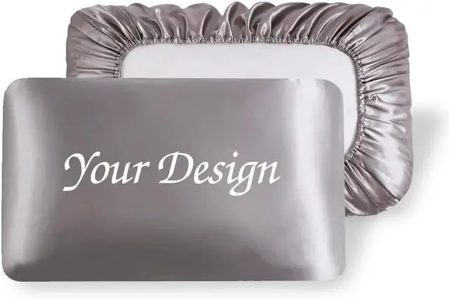 Alt view image 4 of 7 - 2 Packs Silk Satin Pillowcases for Hair and Skin. Decorative Luxurious Travel Elastic Band Satin Pillowcase. No Zipper, Folded Soft Blank Pillow Covers. Perfect for Travel and DIY Sublimation - Grey