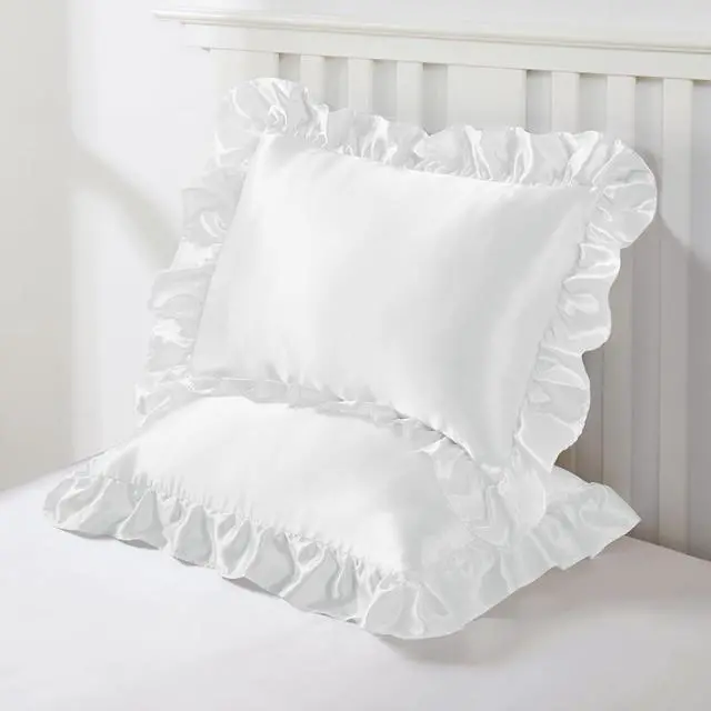 Alt view image 2 of 7 - Entisn 13x18 Ruffle Satin Toddler Pillowcase 2 Pack, White