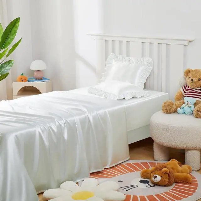 Alt view image 5 of 7 - Entisn 13x18 Ruffle Satin Toddler Pillowcase 2 Pack, White
