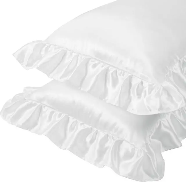 Alt view image 7 of 7 - Entisn 13x18 Ruffle Satin Toddler Pillowcase 2 Pack, White