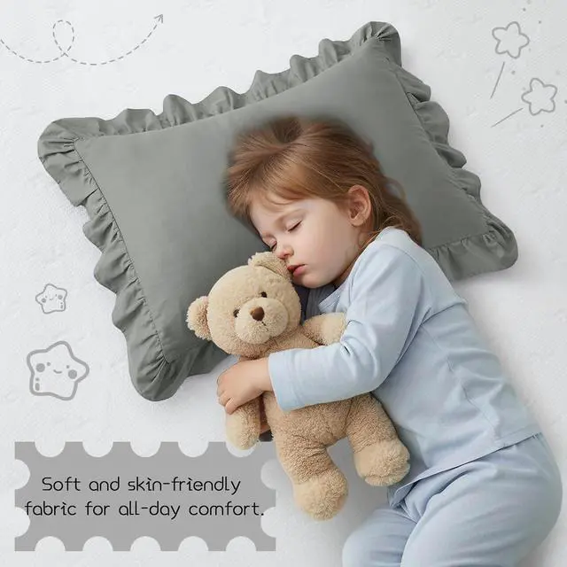 Alt view image 2 of 7 - KKJIAF Cotton Toddler Pillowcase 13"x18" Set of 2, Grey
