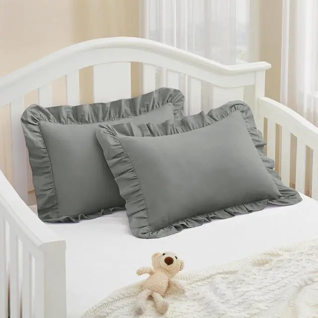 Alt view image 4 of 7 - KKJIAF Cotton Toddler Pillowcase 13"x18" Set of 2, Grey