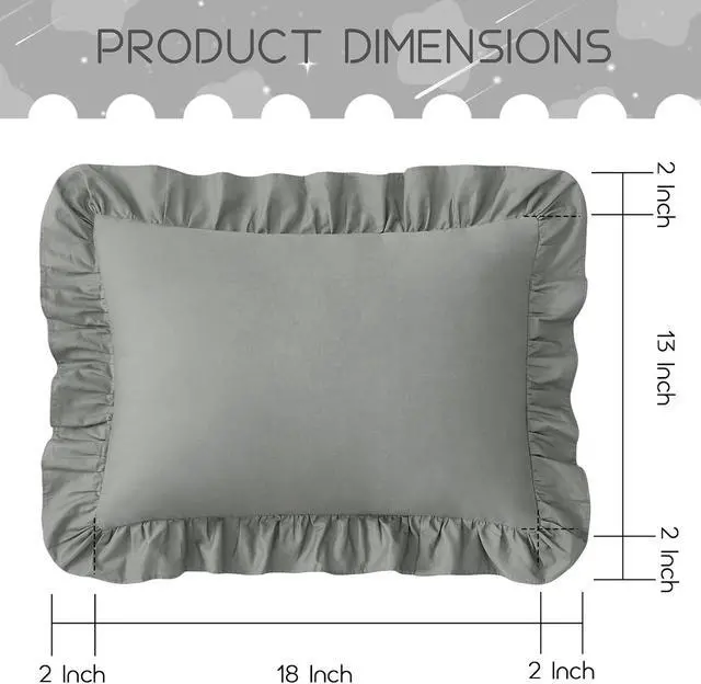 Alt view image 3 of 7 - KKJIAF Cotton Toddler Pillowcase 13"x18" Set of 2, Grey