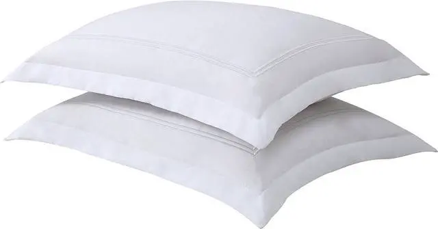 Main image of Levinsohn Luxury Hotel Tailored Pillow Sham White with White Baratta Stitched Hem (2 Pack) European