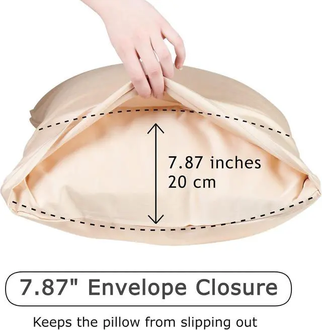 Alt view image 3 of 7 - Anti Acne Pillowcase - Standard Size 26x20, Beige, Envelope Style - Oeko-TEX Certified - 75% Viscose Derived from Bamboo, 25% Modal for Smooth, Breathable, Moisture-Wicking Quality