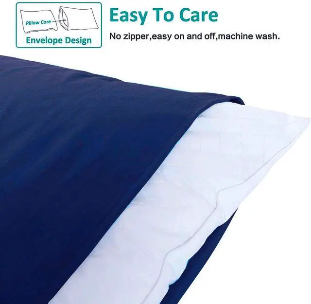 Alt view image 3 of 7 - NTBAY Standard Pillowcase Set - 2 Pack Brushed Microfiber 20x26 Pillowcases - Soft, Wrinkle-Free, Fade-Resistant, Stain-Resistant, Navy Blue Pillowcases with Envelope Closure - 20x26 Inches, Navy Blue