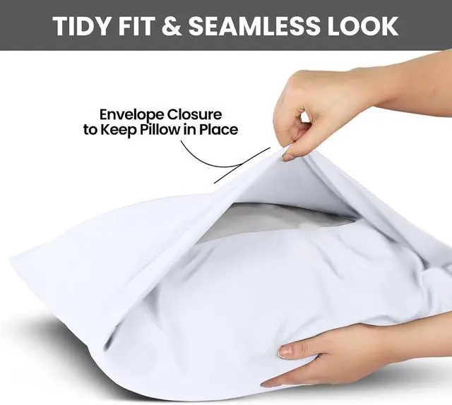 Alt view image 3 of 7 - Pillow Cases King Size Set of 4, Ultra Soft Comfy Pillow Covers, White