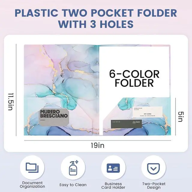 Alt view image 2 of 6 - Ddowanx 6 Pack Folders with 2-Pocket,Heavy Duty Plastic Folders for School