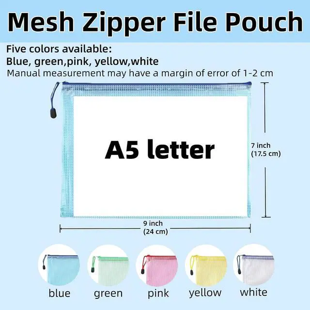Alt view image 3 of 7 - FERENLI 10 Pcs 9.4x6.9 inch Mesh Zipper Files Pouch Bags (A5, Colorful)