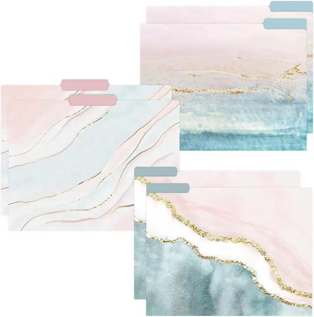 Main image of bloom daily planners Decorative File Folders - Set of Six Letter Size (8.5 x 11) Organizers, 1/3 Cut Tabs - Assorted Designs - Ethereal Marble