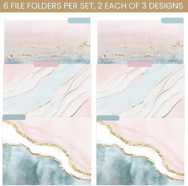 Alt view image 2 of 7 - bloom daily planners Decorative File Folders - Set of Six Letter Size (8.5 x 11) Organizers, 1/3 Cut Tabs - Assorted Designs - Ethereal Marble