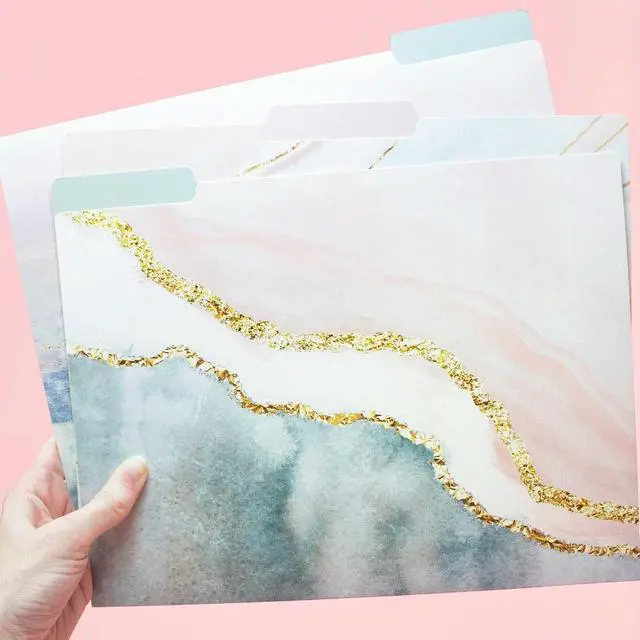 Alt view image 7 of 7 - bloom daily planners Decorative File Folders - Set of Six Letter Size (8.5 x 11) Organizers, 1/3 Cut Tabs - Assorted Designs - Ethereal Marble