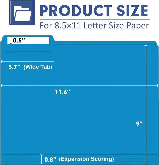 Alt view image 2 of 7 - PANDRI Colored File Folders, 30 Pack 1/3 Cut Tab File Folder, 6 Colors