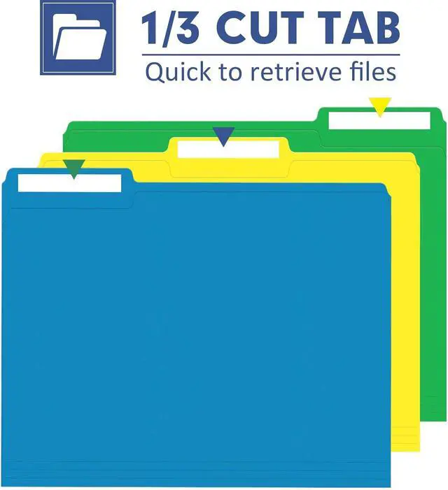 Alt view image 3 of 7 - PANDRI Colored File Folders, 30 Pack 1/3 Cut Tab File Folder, 6 Colors