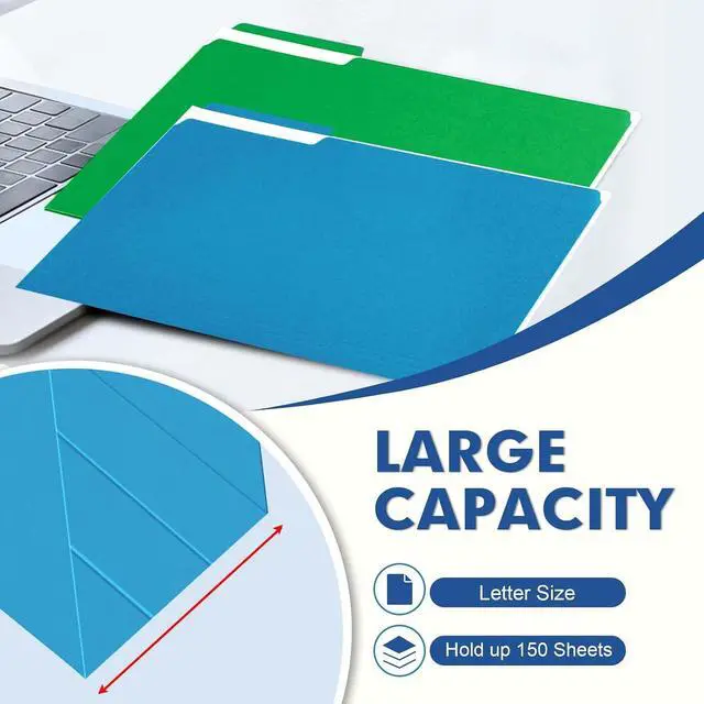 Alt view image 5 of 7 - PANDRI Colored File Folders, 30 Pack 1/3 Cut Tab File Folder, 6 Colors