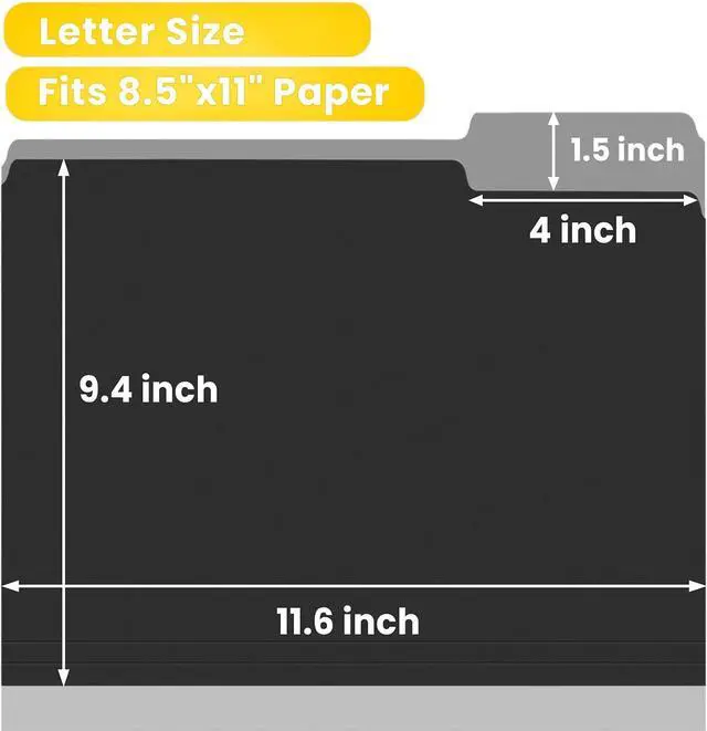 Alt view image 2 of 7 - SUNEE File Folders, 18 Pack Manilla Folders 8.5 x 11, 1/3 Cut Tab for Easy Labeling and Organization, Durable Standard Paper for Home, Office, School Filing, Black