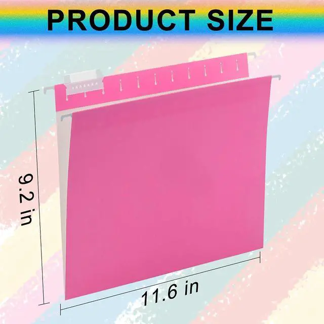 Alt view image 2 of 6 - pmybupo 6 Pack Pink Hanging File Folders with Pocket,Letter Size Decorative Colored File Folder Cute Pretty Hanging Folder for Office Home School with 1/5-Cut Adjustable Tabs