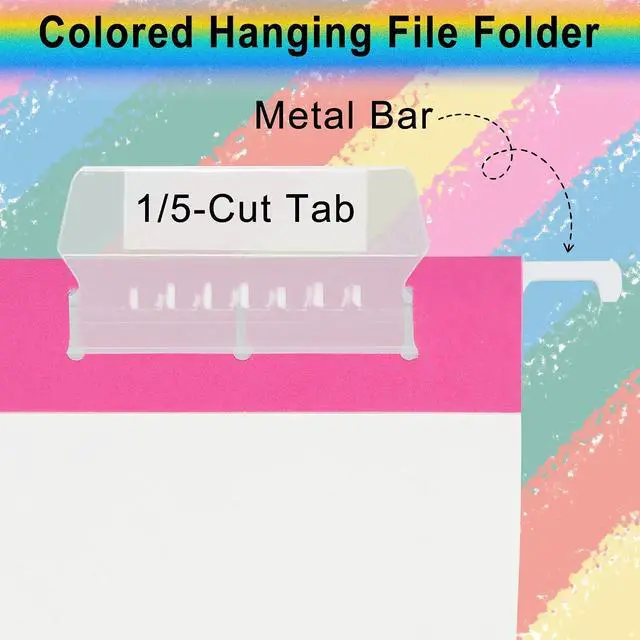 Alt view image 3 of 6 - pmybupo 6 Pack Pink Hanging File Folders with Pocket,Letter Size Decorative Colored File Folder Cute Pretty Hanging Folder for Office Home School with 1/5-Cut Adjustable Tabs