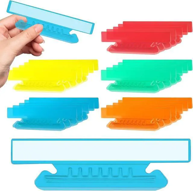 Main image of 50 Pieces 4 Inch Hanging File Folder Tabs and Inserts Large Clear Plastic Hanging Folder Tabs for Filing Cabinet Folders Labels Back to School Supplies Assorted Colors (50)