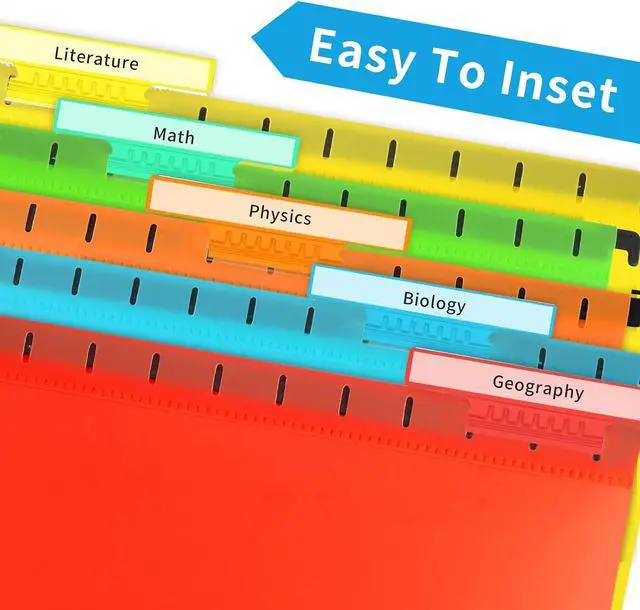 Alt view image 6 of 7 - 50 Pieces 4 Inch Hanging File Folder Tabs and Inserts Large Clear Plastic Hanging Folder Tabs for Filing Cabinet Folders Labels Back to School Supplies Assorted Colors (50)