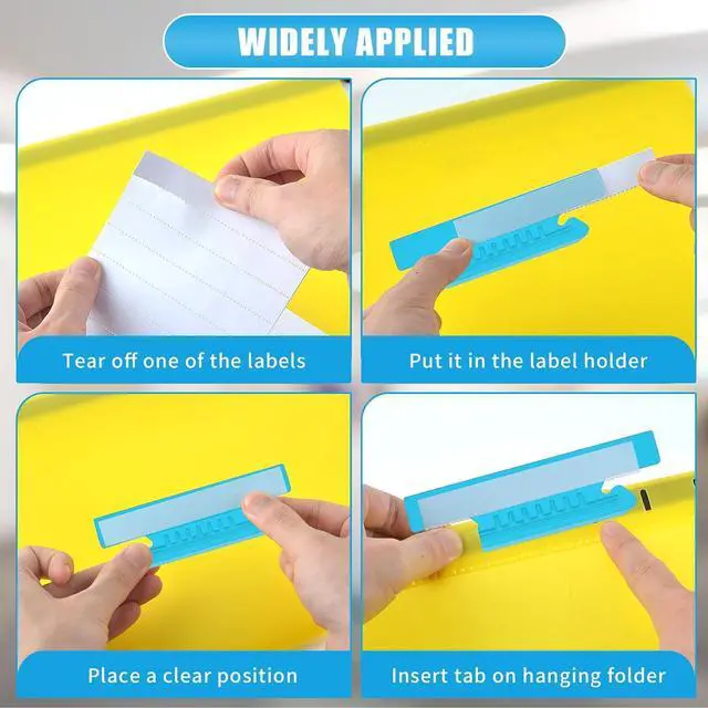 Alt view image 7 of 7 - 50 Pieces 4 Inch Hanging File Folder Tabs and Inserts Large Clear Plastic Hanging Folder Tabs for Filing Cabinet Folders Labels Back to School Supplies Assorted Colors (50)